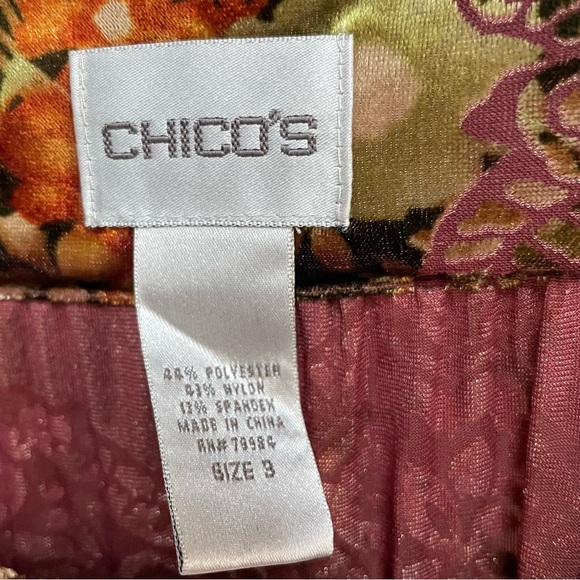 Chico’s Vintage Burnout Metallic Velvet Elastic Waist Wrist Tie Blouson Top - Picture 5 of 9